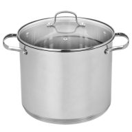   Edény - Rozsdamentes Acéll. Üvegfedő. 11L (MGK-08)  (10266)