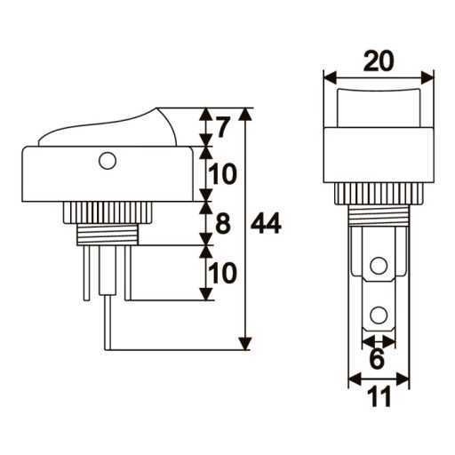 BILLENŐ KAPCSOLÓ 09047SA SÁRGA OFF-ON 250V 16A  (13156)