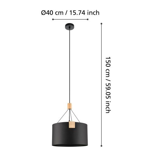 EGLO 39944 POTOSI FEKETE/FA FÜGGESZTÉK E27-ES  (15413)