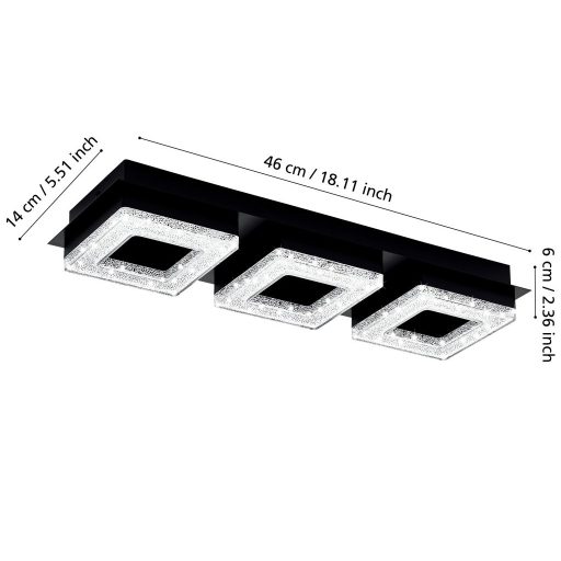 EGLO 99325 FRADELO1 3-AS FEKETE 3000K 3*3.5W 1200LM