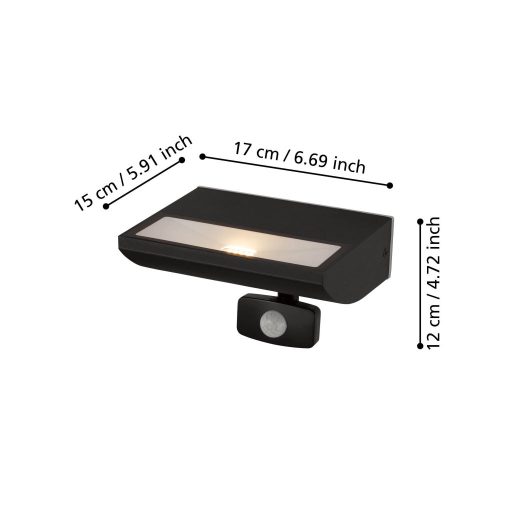 EGLO 99579 SORRONARO 10.5W IP44 MOZGÁSÉRZÉKELŐS FEKETE  (36396)