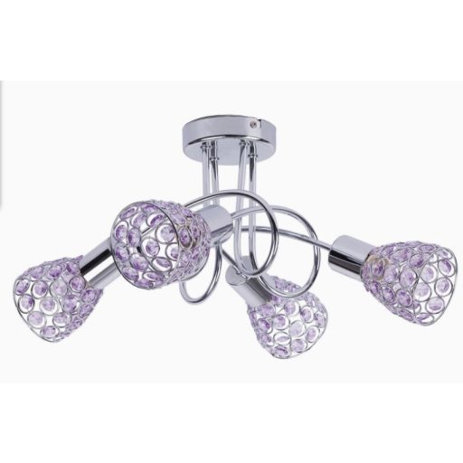 RÁBALUX 6090 ELLE LILAC 4*E14 KRÓM/LILA MENNYEZETI LÁMPA  (3882)