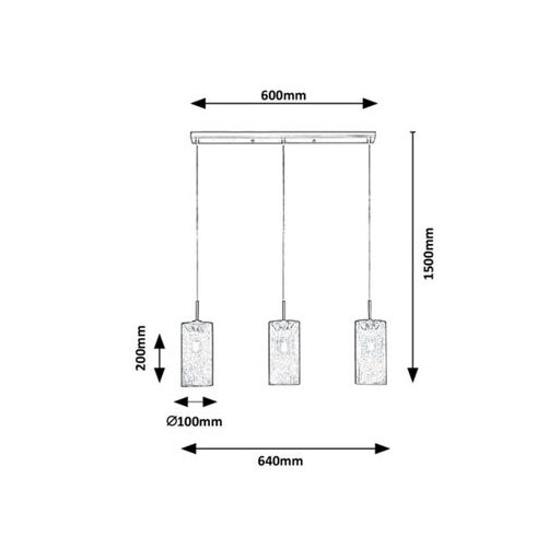 RÁBALUX 3019 CALLIA 3*E14 FÜGGESZTÉK SZÜRKE  (42745)