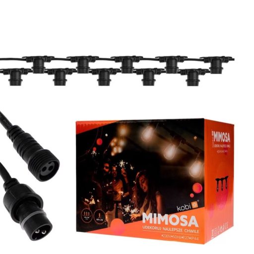 PARTYFÉNY 10XE27 10M MIMOSA IP44 FÉNYFŰZÉR FEKETE SOROLHATÓ  (44682)