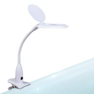 Asztali LED lámpa nagyítóval csipeszes fehér 10800