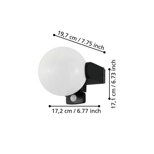 EGLO 99573 RUBIO MOZGÁSÉRZÉKELŐS FALI IP44 FEKETE E27