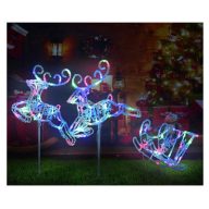 XMAS AKRIL 120LED SZÍNES 298073 SZARVASOK SZÁNNAL  (69690)